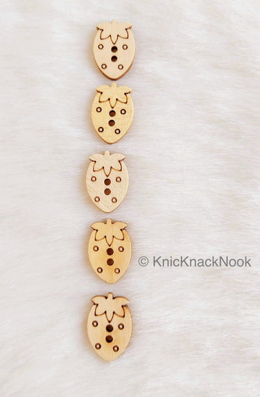 Wood Strawberry Buttons